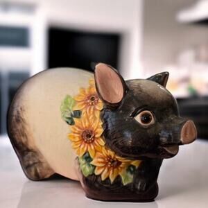 Fitz and Floyd Ceramic Pig Potpourri Pomander 1992 Vintage Handmade Hand